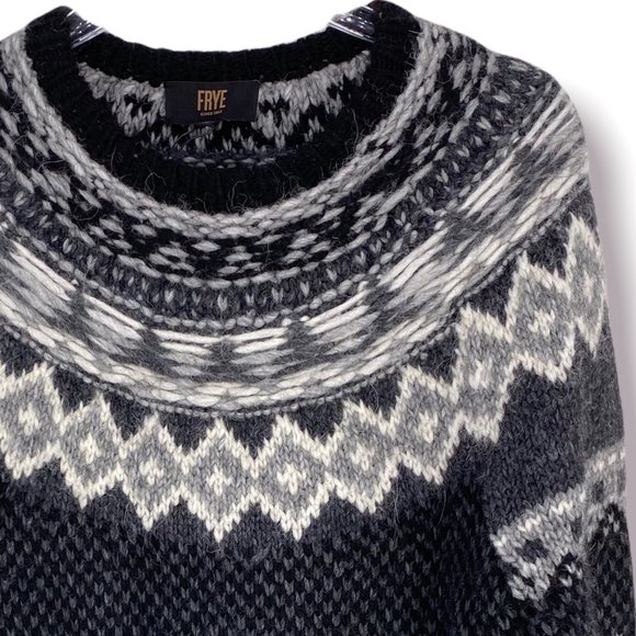 Frye Oversized Chunky Knit UNISEX Fair Isle Sweater Wool Alpaca Blend NWT - Picture 9 of 10